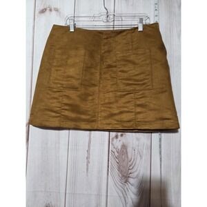 Old Navy Skirt Womens 10 Brown Faux Suede Mini Side Zip Patch‎ Pockets A Line